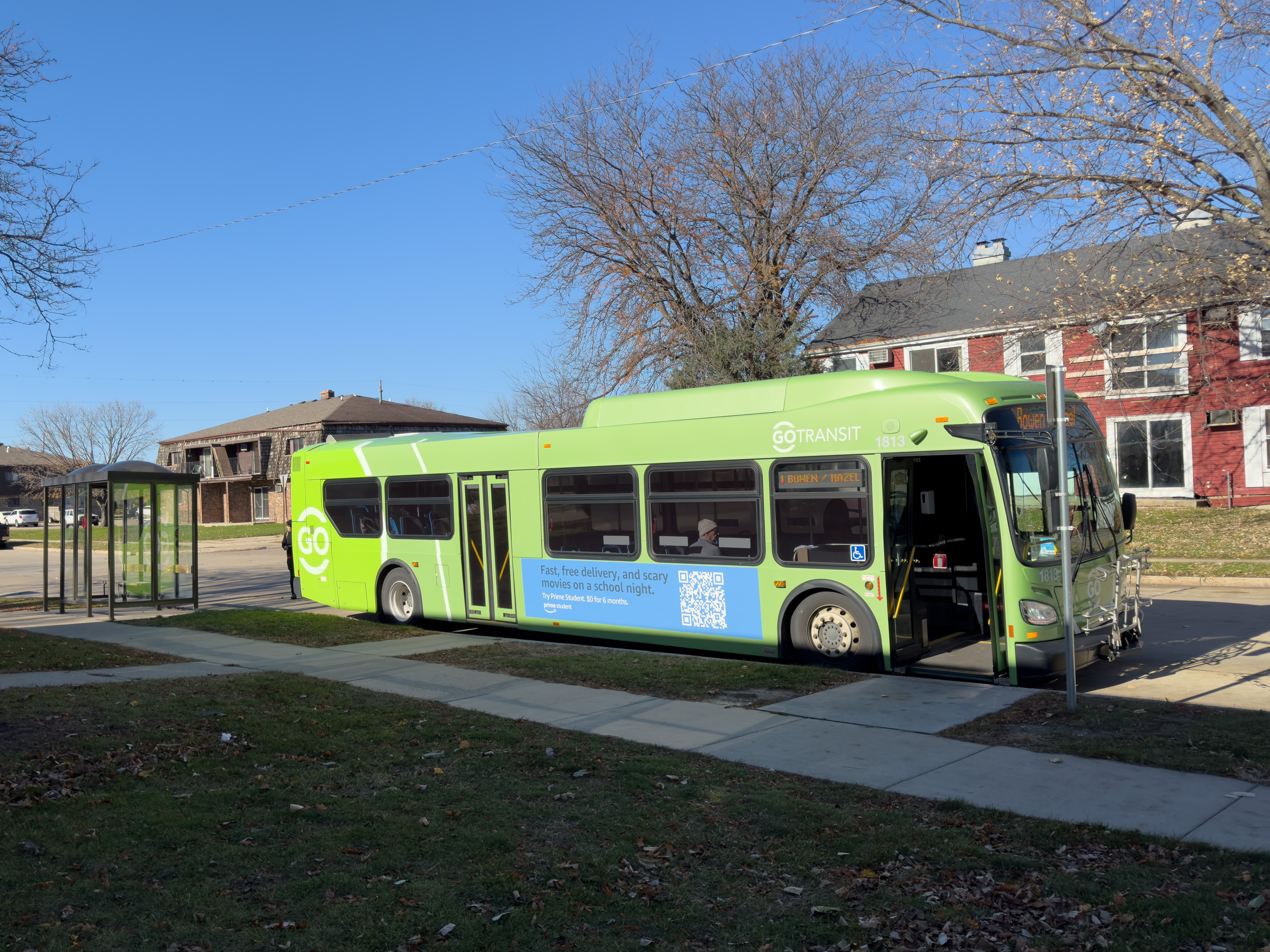 On-site bus stop for public transit